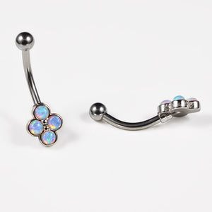 curved barbell with opal cluster for rook piercing 