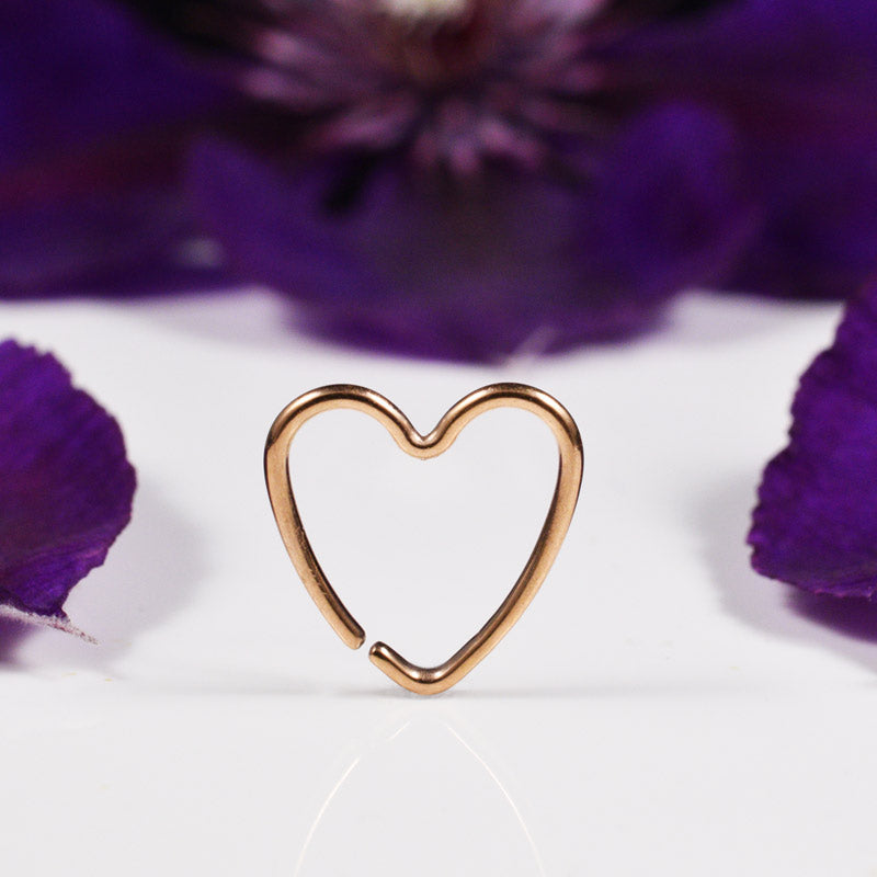 Daith Heart Ring in Rose Gold 