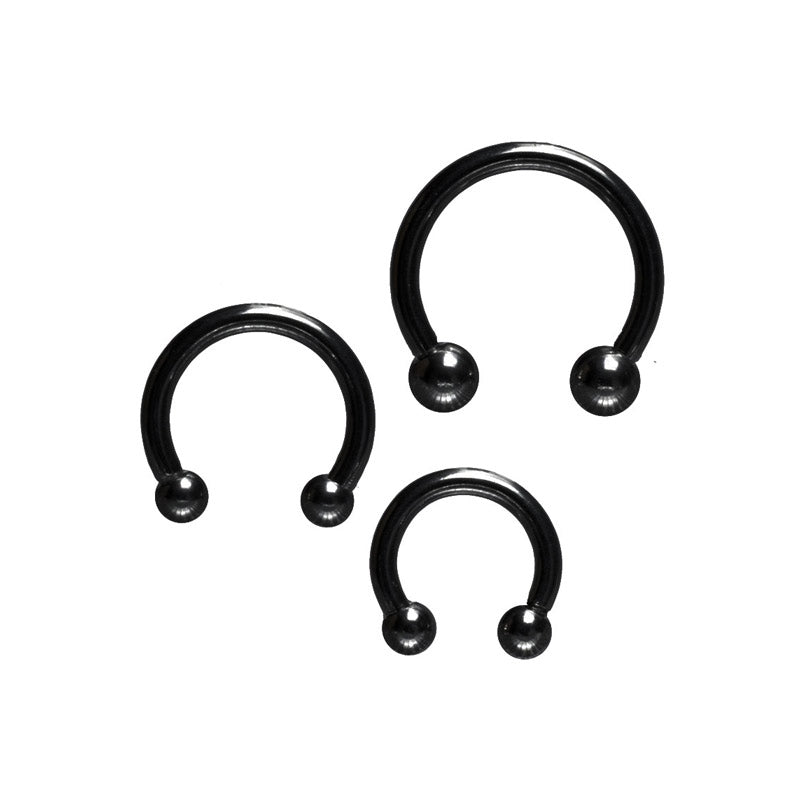 1.6mm 14G Black Surgical Steel 316L circular horseshoe barbell