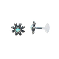 Silver Tribal BioFlex Labret with Opal Stone