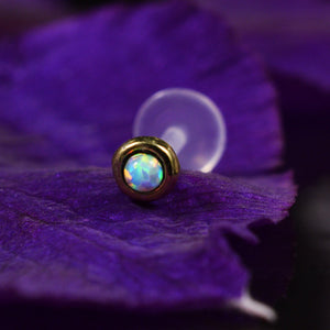 Brass Labret with White Opal 