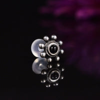 Silver Tribal Labret with Onyx Stone 
