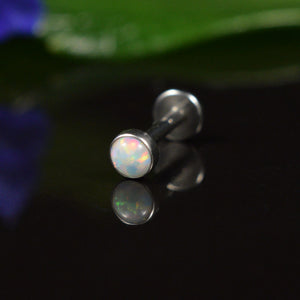 Labret Stud 1.2mm 8mm with White Opal Stone
