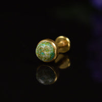 gold surgical steel labret with green african jade stone
