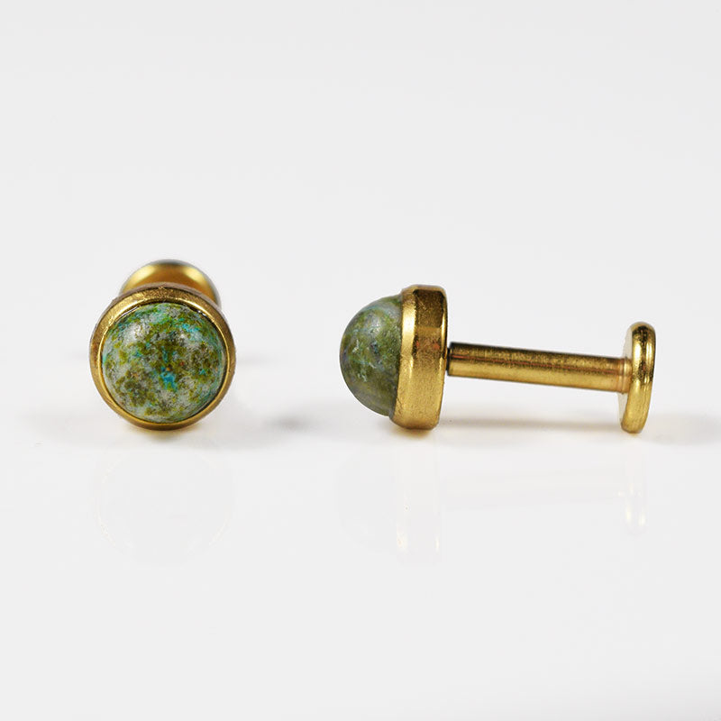 1.2mm gold steel labret with african jade stone