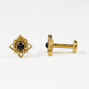 Gold Filigree Labret with Onyx Stone