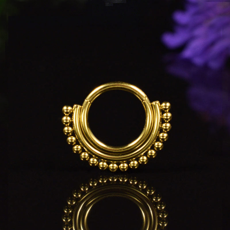 Hinged Segment Ring in Gold PVD, perfect for rook piercing or daith