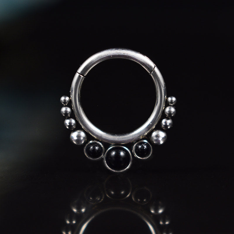Hinged Segment Ring with Dots and Onyx