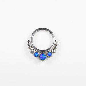 6mm or 8mm hinged segment ring diameter with deep blue opal opalite stones