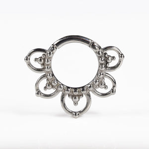 tribal style clicker ring in steel