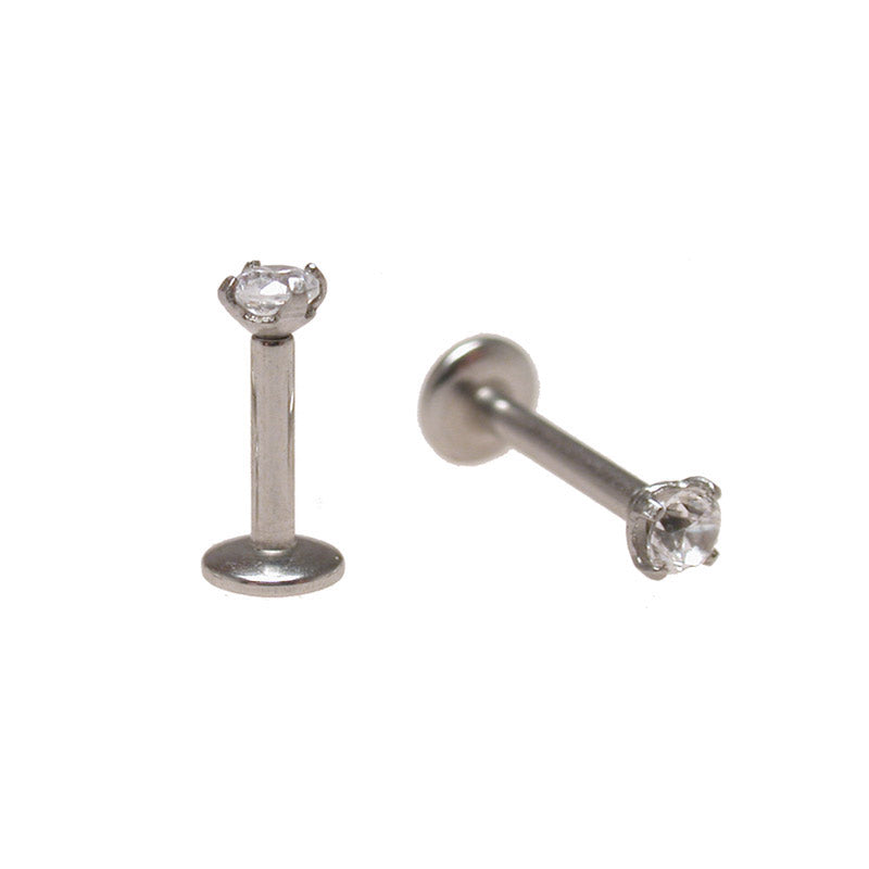 1.2mm internally threaded micro labret with clear crystal