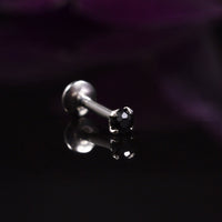 micro labret with black crystal, 1.2mm, internally threaded