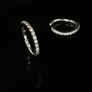 A Quality Clicker Ring with crystals for Tragus, Helix or Rook Piercings